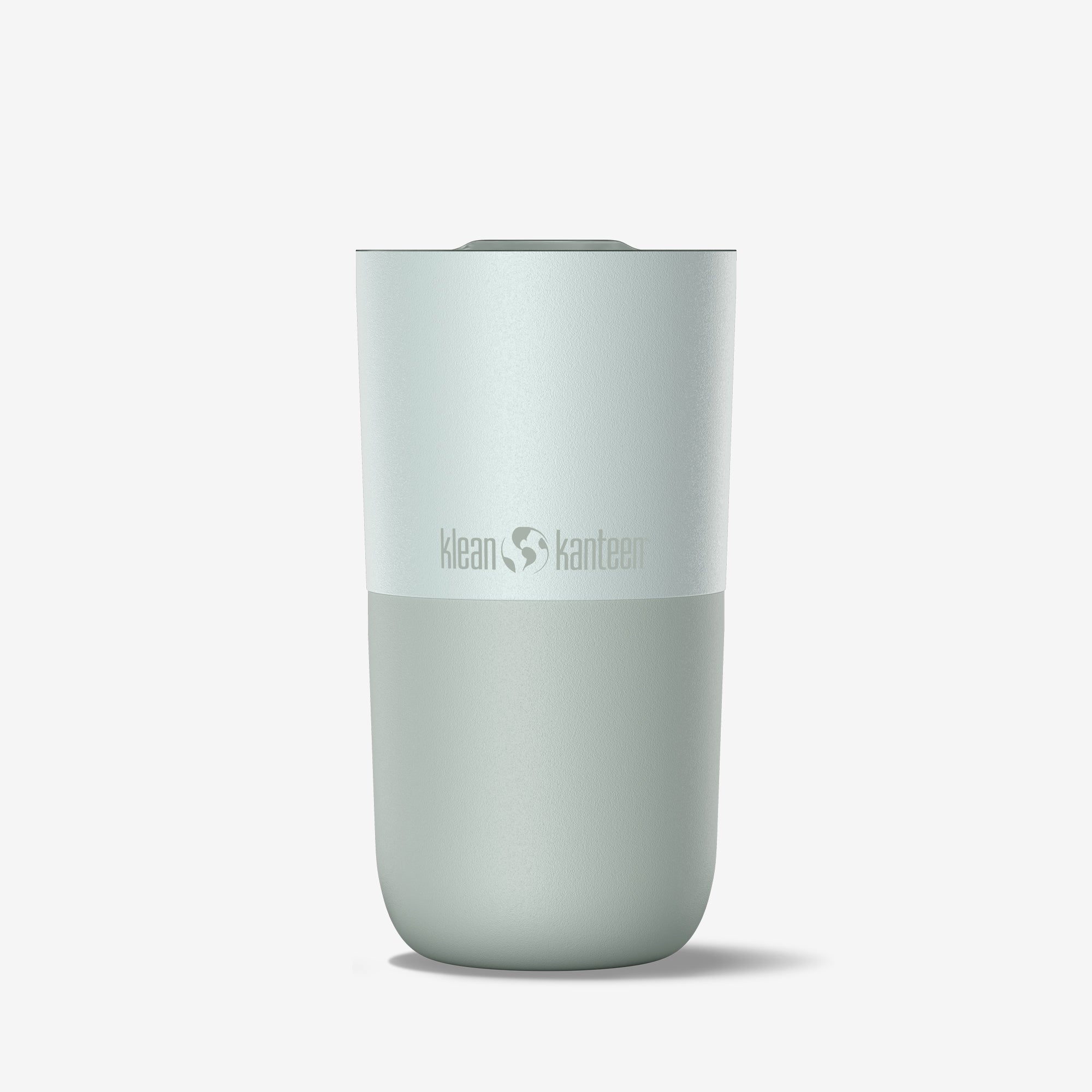 Light blue tumbler with Klean Kanteen logo on a white background