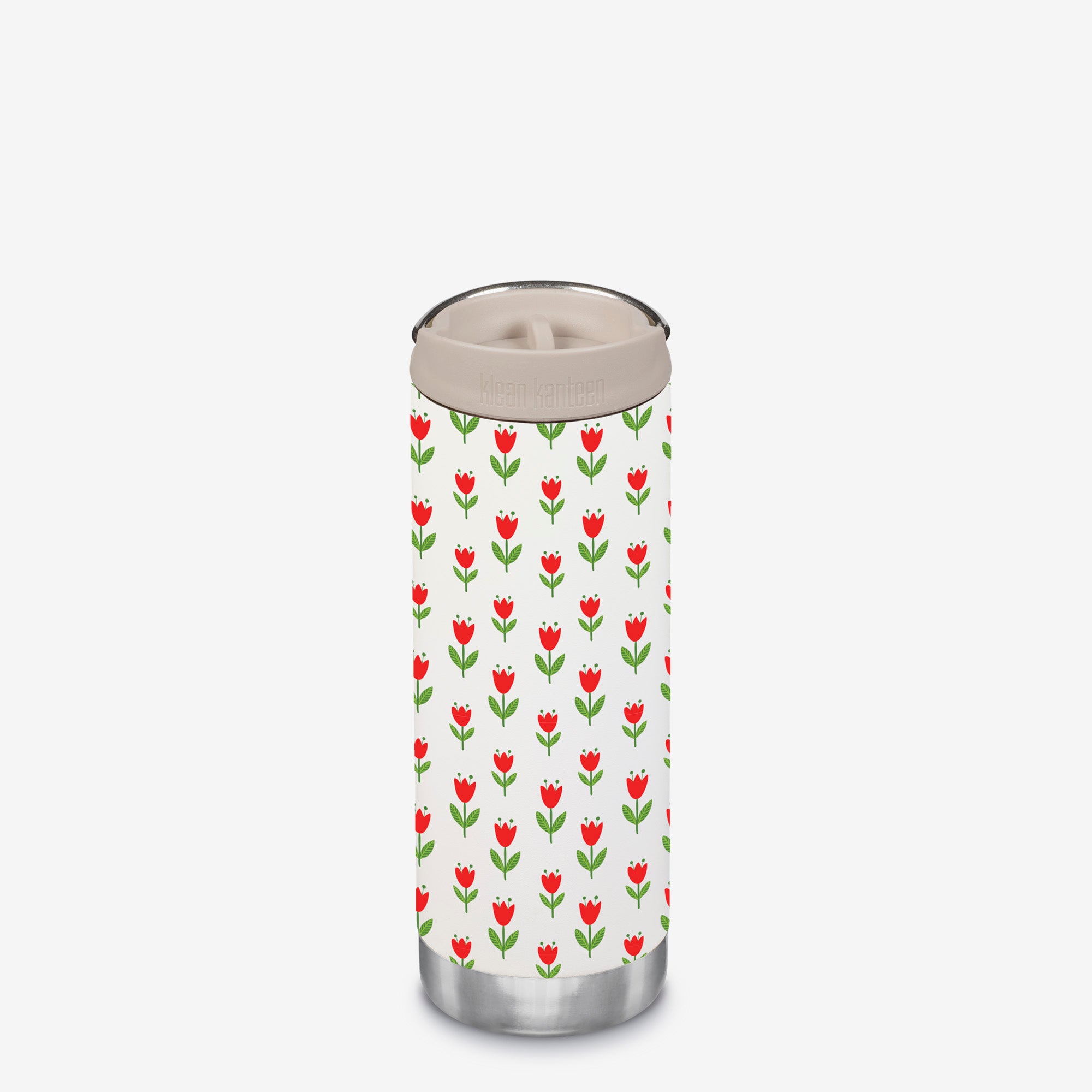 16oz TKWide with Café Cap - Spring - Red Tulips