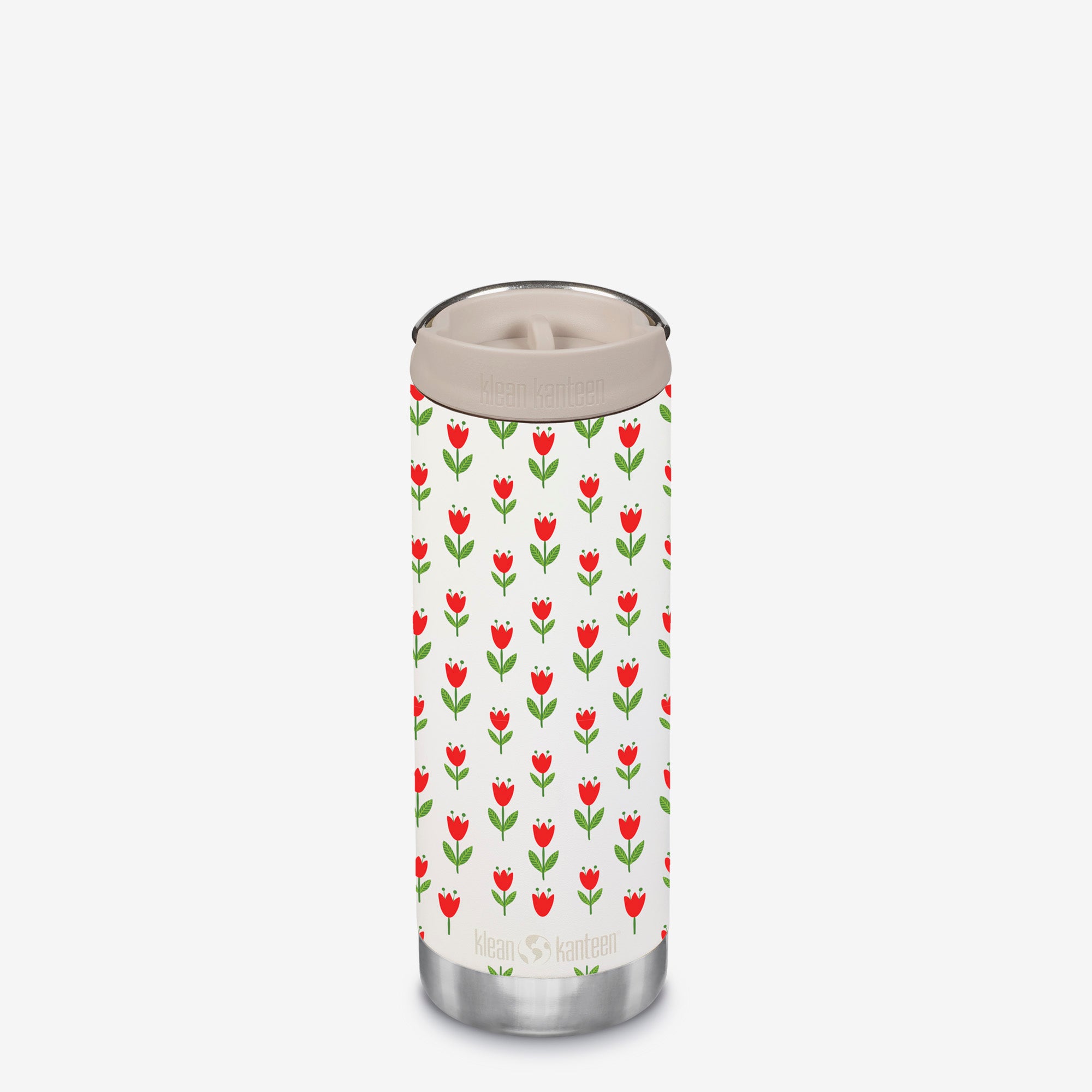 16oz TKWide with Café Cap - Spring - Red Tulips