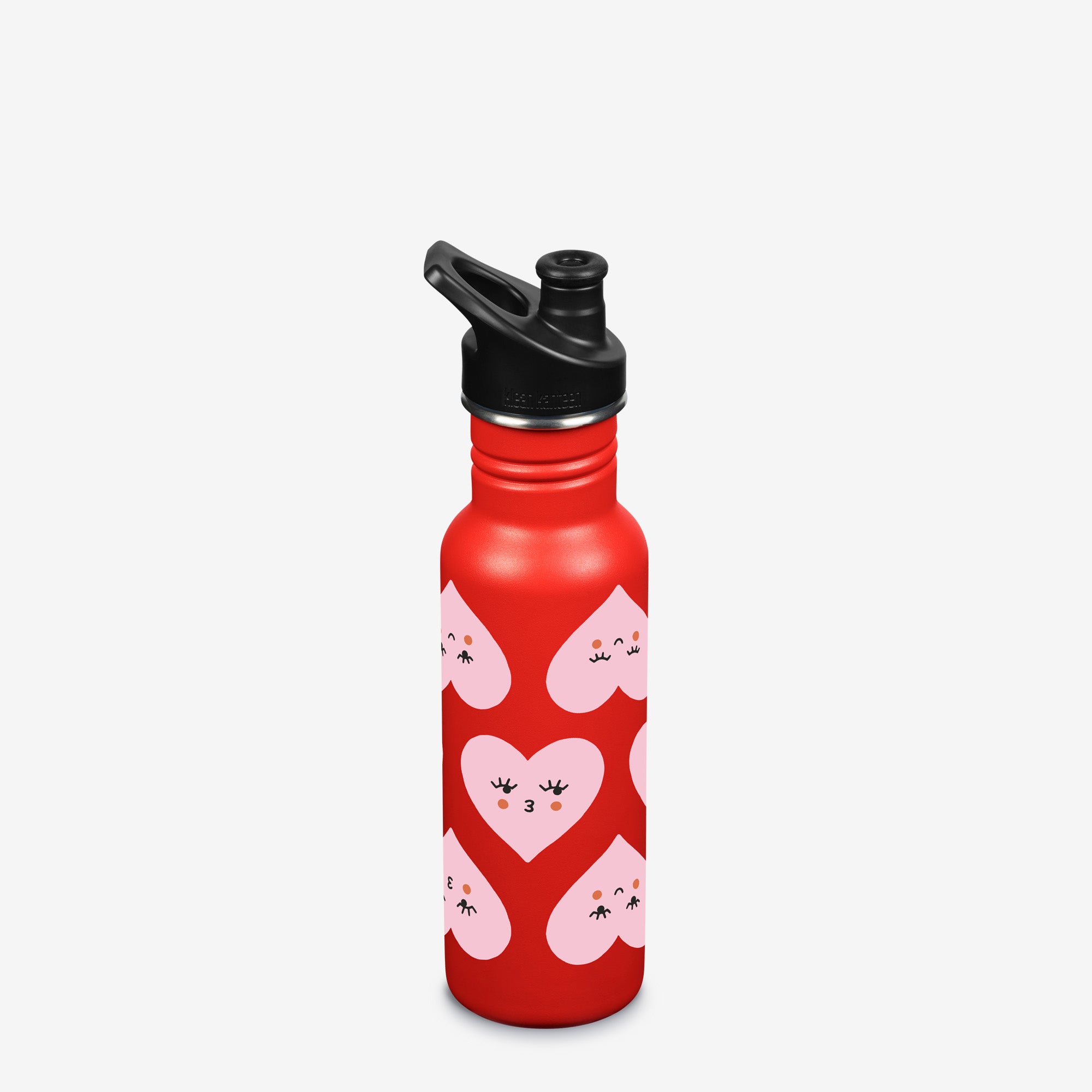 18oz Classic Water Bottle with Sport Cap - Heart Faces