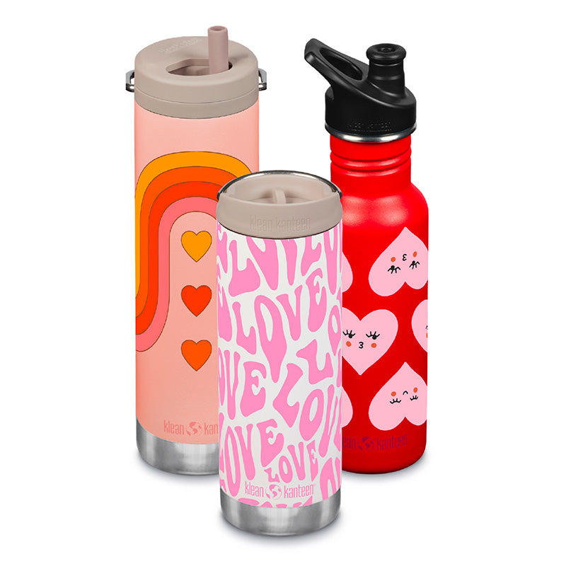 18oz Classic Water Bottle with Sport Cap - Heart Faces