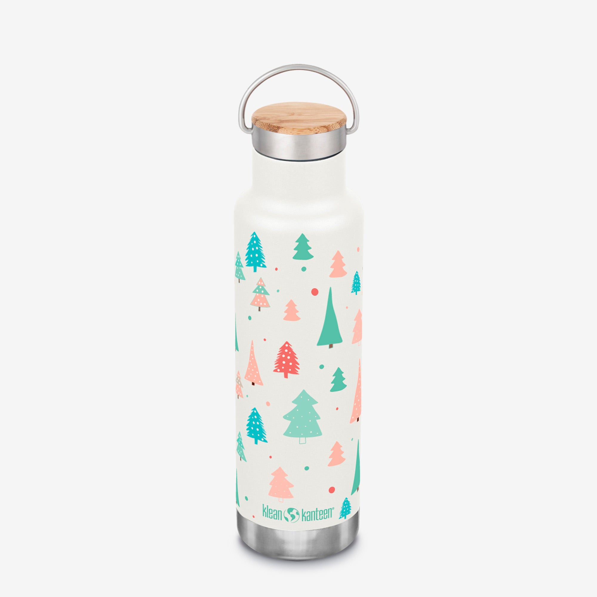 20oz Classic Insulated Water Bottle with Bamboo Cap - Christmas Trees