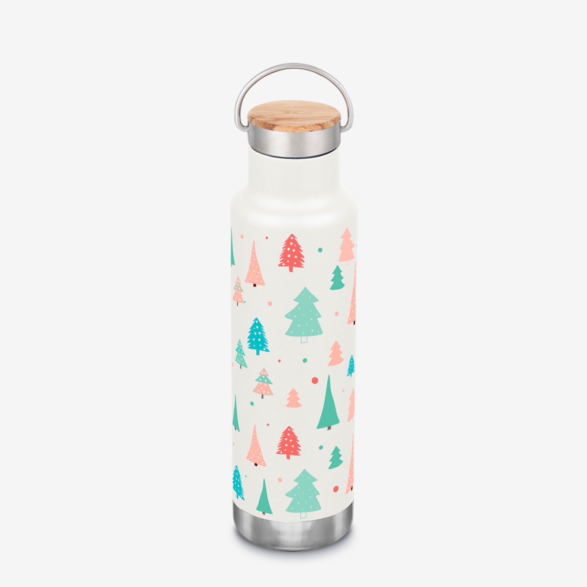 20oz Classic Insulated Water Bottle with Bamboo Cap - Christmas Trees