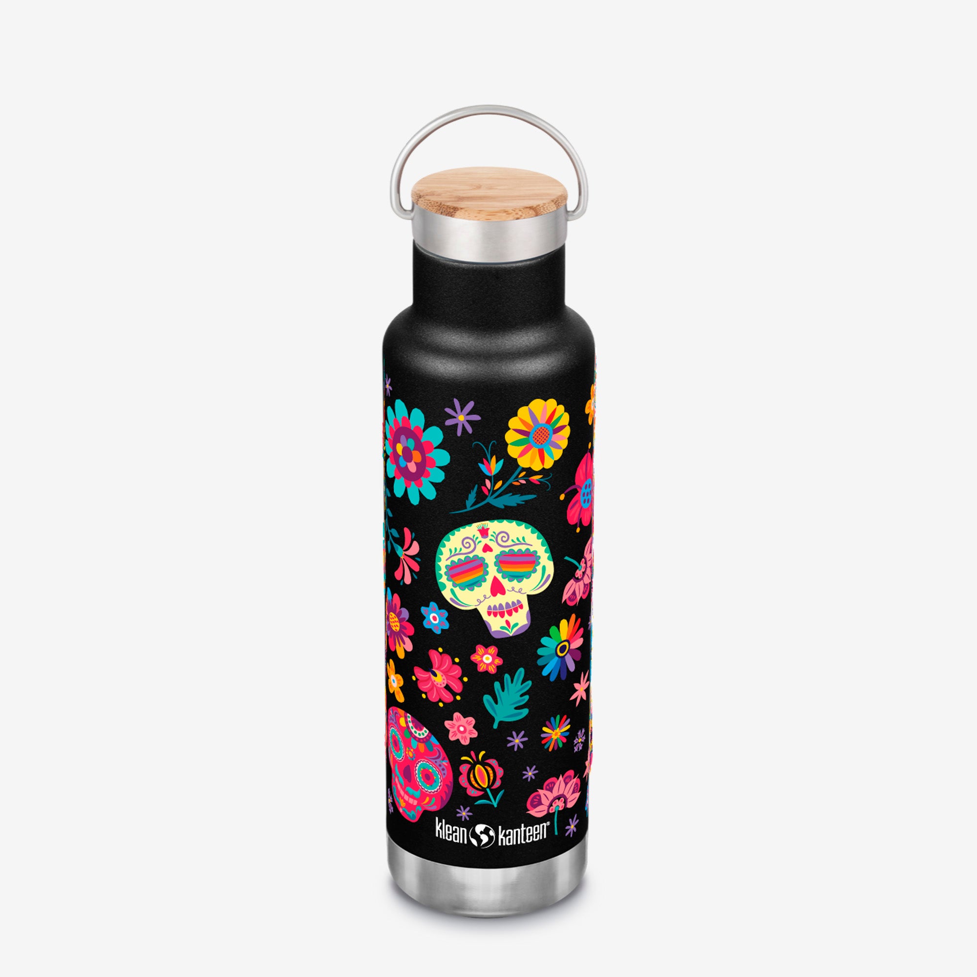 20oz Classic Insulated Water Bottle with Bamboo Cap - Skulls