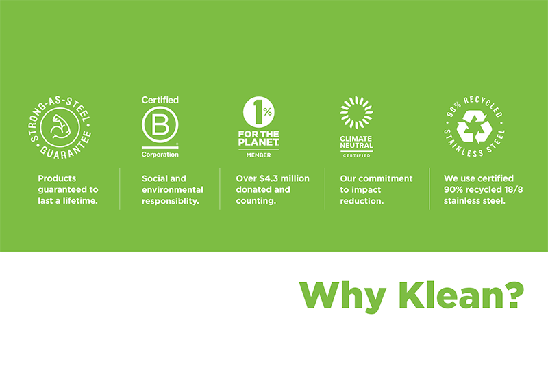 Narrow Standing Floor Display Header Card - "Why Klean"