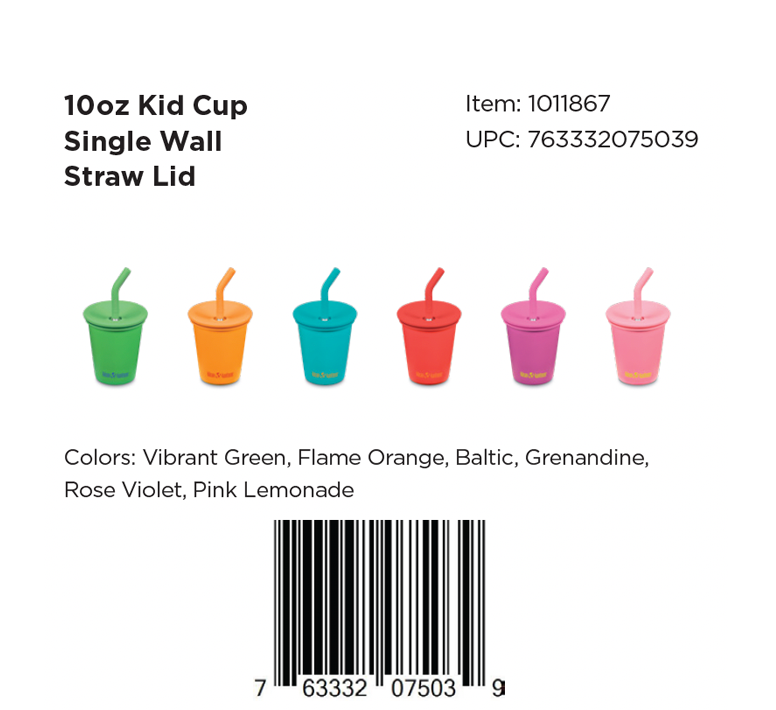 10oz Kid's Cup with Straw Lid - Mixed Pack